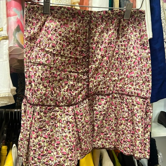 NINA RICCI • Paris• Pink Poppy Floral Linen Skirt 36| 4 Made in France - Picture 6 of 16